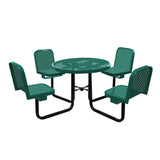 R36WCP-PERF 36" round perforated table with 4 chairs - green