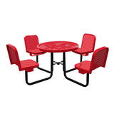 R36WCP-PERF 36" round perforated table with 4 chairs - red