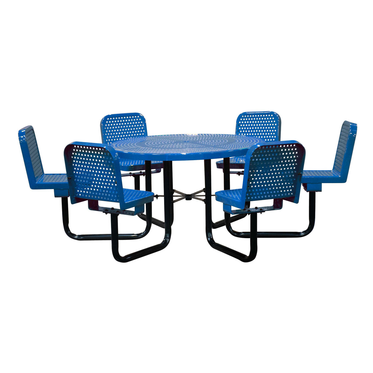 R466SP-PERF 46" round perforated table w/6 chairs - blue