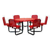 R466SP-PERF 46" round perforated table w/6 chairs - red