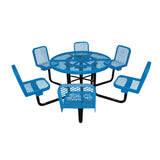 R466SSM 46" round table w/6 attached chairs - blue