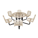 R466SSM 46" round table w/6 attached chairs - beige