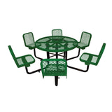 R466SSM 46" round table w/6 attached chairs - green