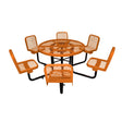 R466SSM 46" round table w/6 attached chairs - orange