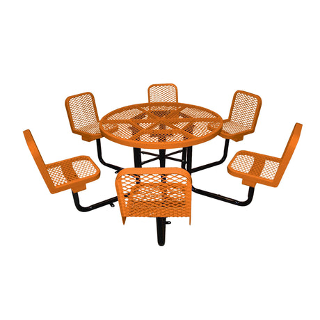 R466SSM 46" round table w/6 attached chairs - orange