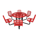 R466SSM 46" round table w/6 attached chairs - red