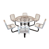 R466SSM 46" round table w/6 attached chairs - sandstone