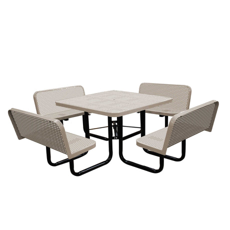 S46WCP-PERF 46" Square perforated table with 4 bench seats - beige