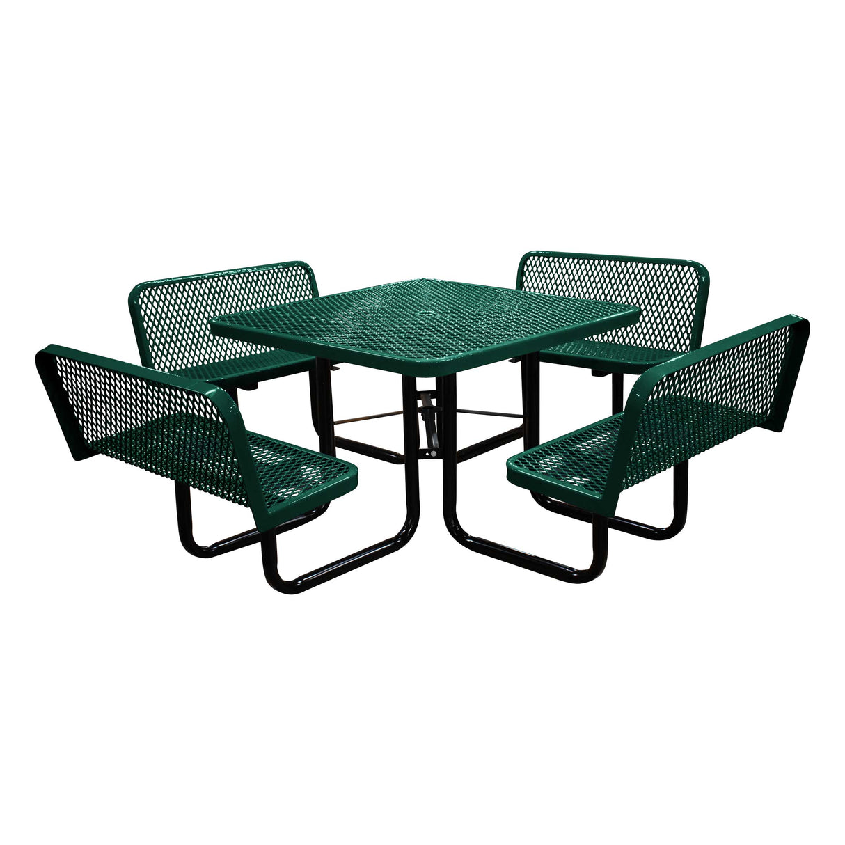 S46WCP 46" Square expanded table with 4 bench seats - black green