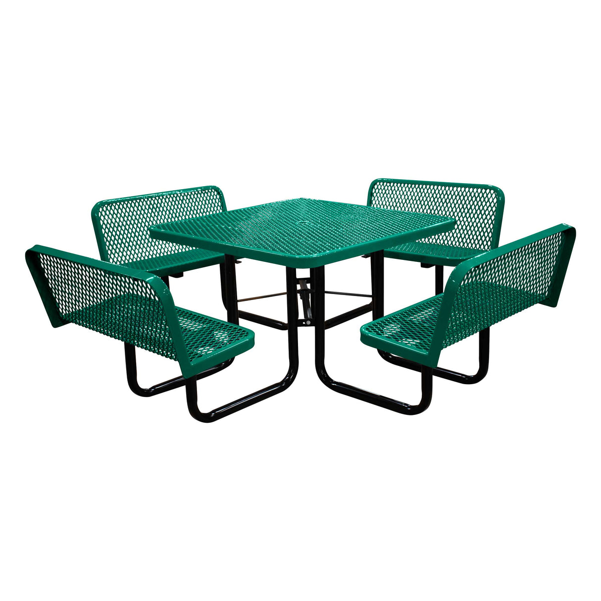 S46WCP 46" Square expanded table with 4 bench seats - green