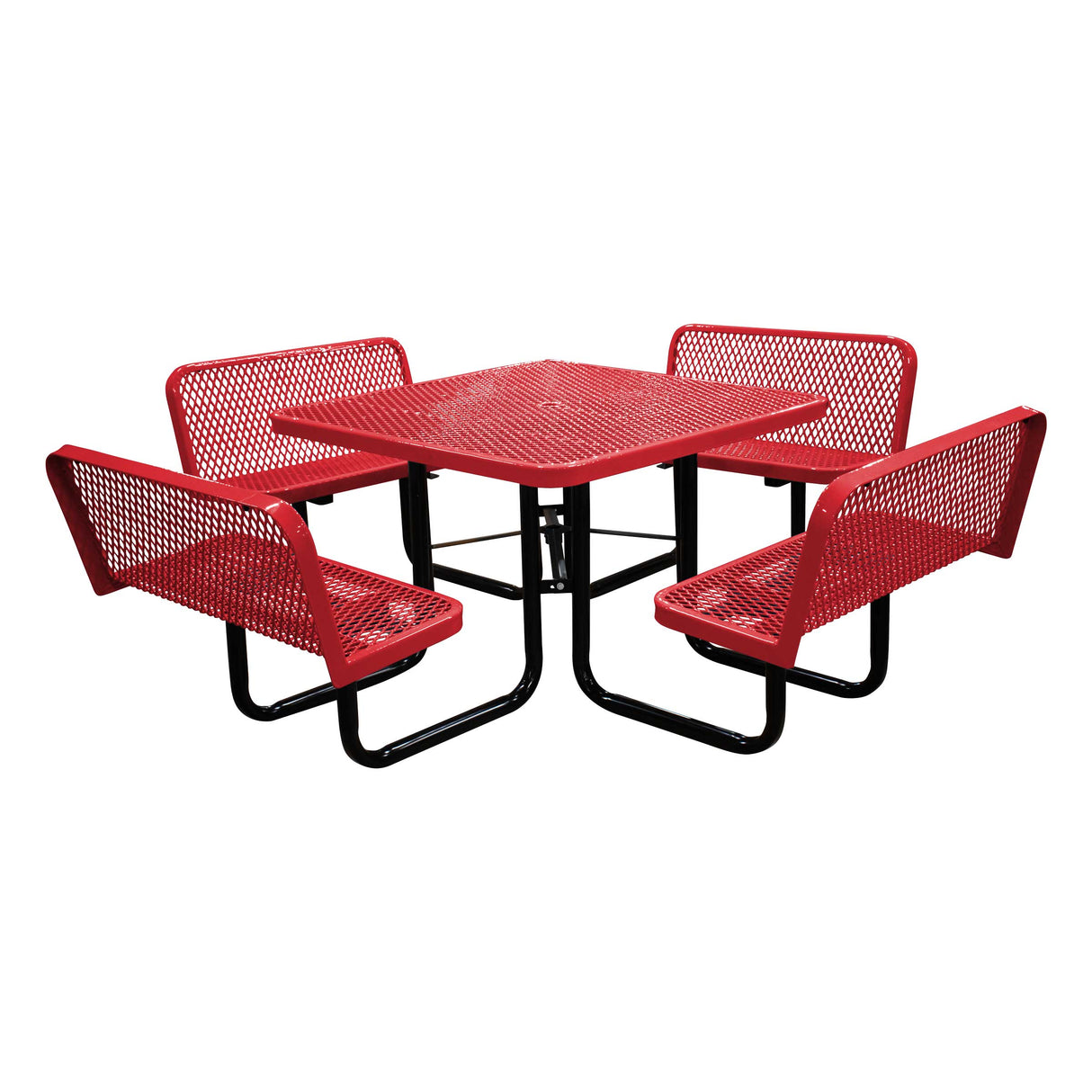 S46WCP 46" Square expanded table with 4 bench seats - red