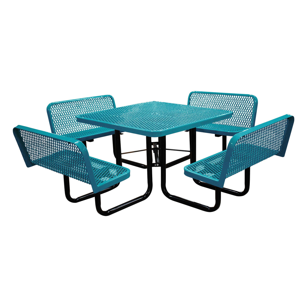 S46WCP 46" Square expanded table with 4 bench seats - teal