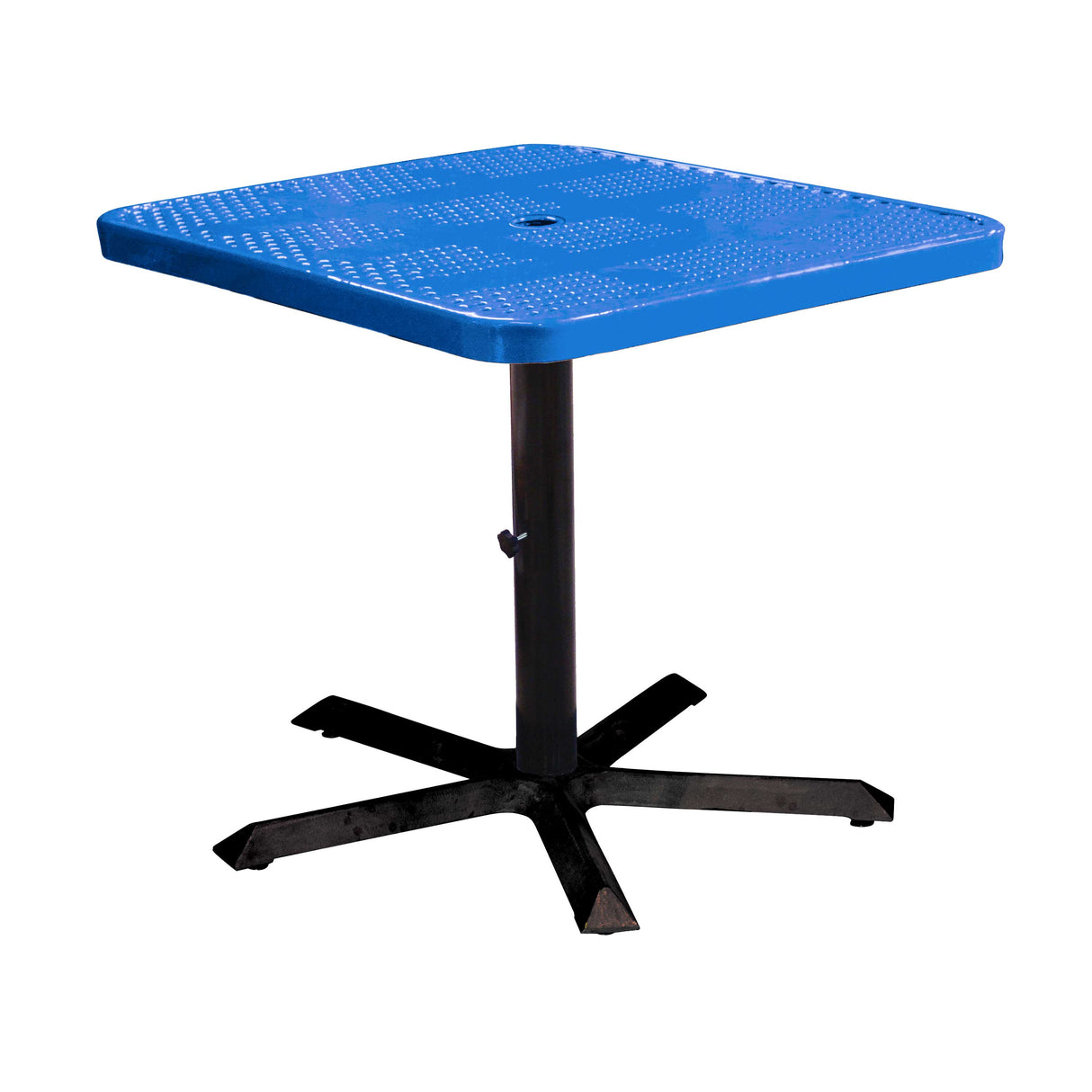 SQ36TAB30 36 inch square perforated pedestal table 30 inches high - blue