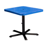 SQ36TAB30 36 inch square perforated pedestal table 30 inches high - blue