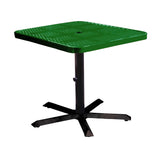 SQ36TAB30 36 inch square perforated pedestal table 30 inches high - green