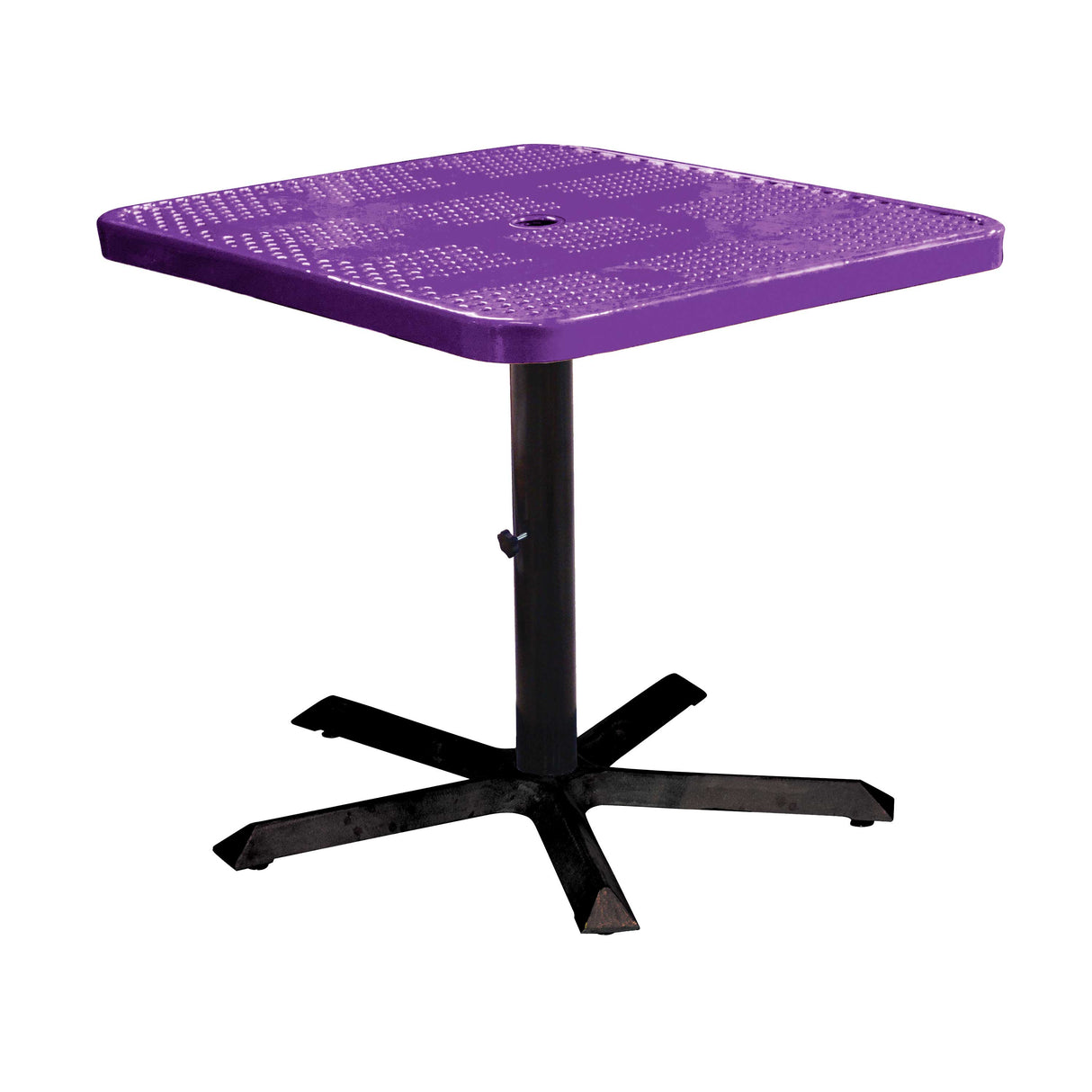 SQ36TAB30 36 inch square perforated pedestal table 30 inches high - purple