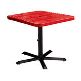 SQ36TAB30 36 inch square perforated pedestal table 30 inches high - red