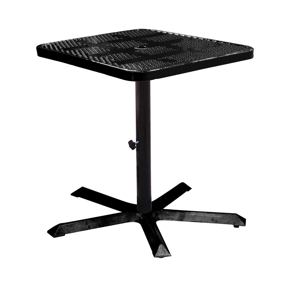 SQ36TAB40 36 inch square perforated pedestal table 40 inches high - black