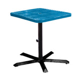 SQ36TAB40 36 inch square perforated pedestal table 40 inches high - blue