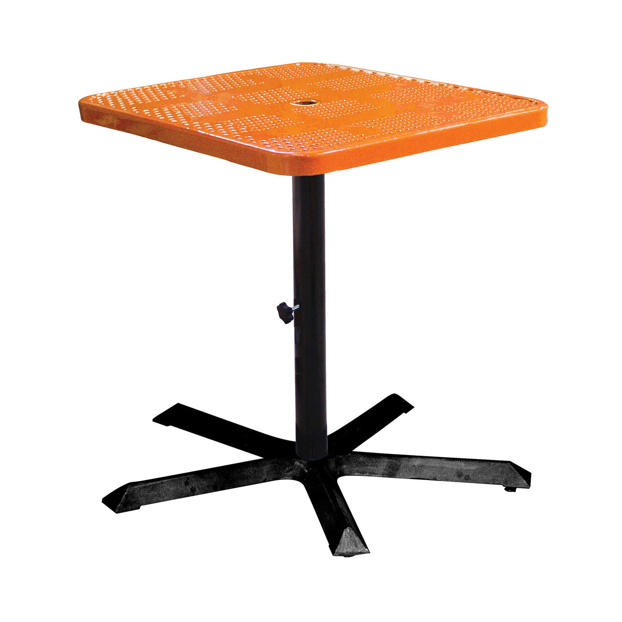 SQ36TAB40 36 inch square perforated pedestal table 40 inches high - orange