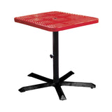 SQ36TAB40 36 inch square perforated pedestal table 40 inches high - red