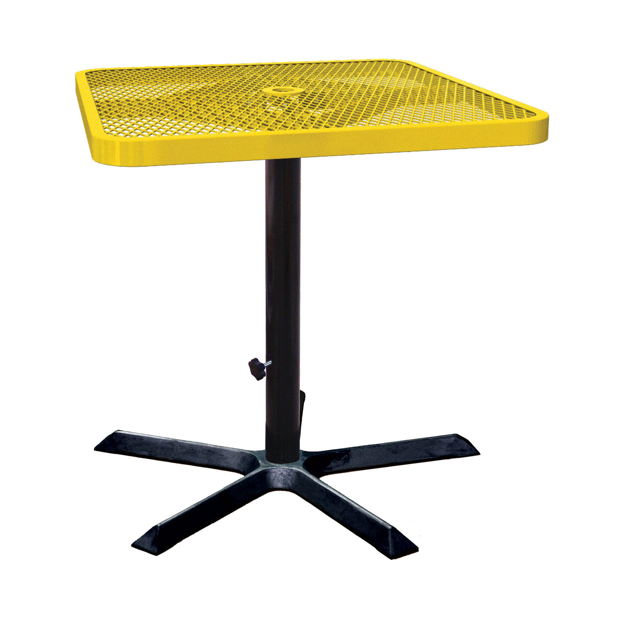 yellow square expanded pedestal table with 5-point base