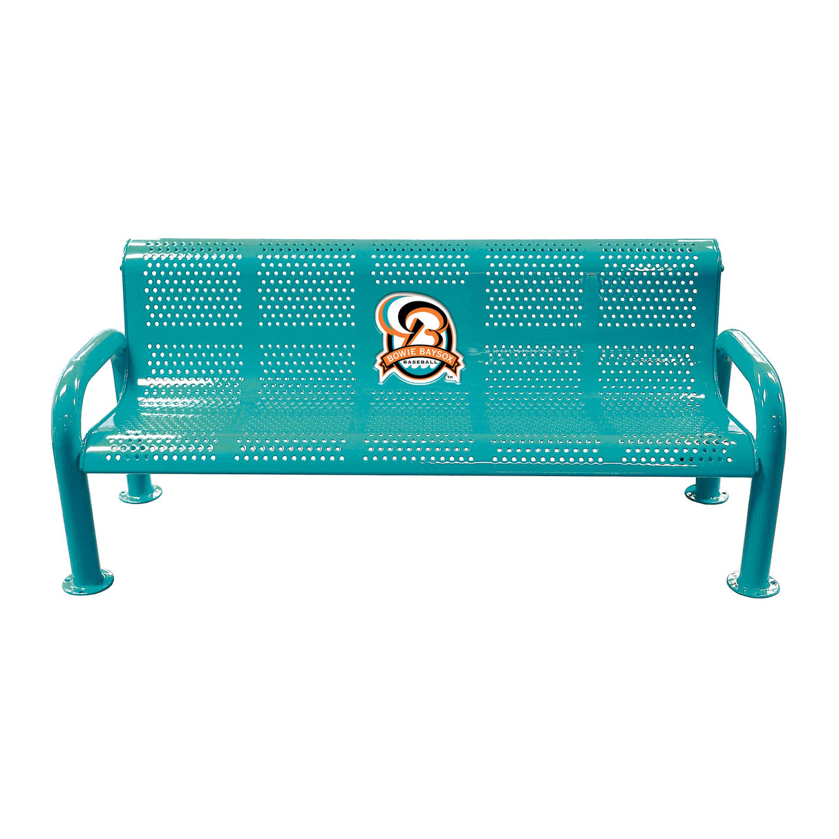 Personalized Full Color Logo Perforated U-Leg Stadium Bench With Back - surface mount