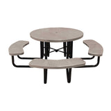 46" portable round table in beige perforated seats and tops