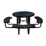 46" portable round table in black perforated seats and tops
