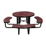 46" portable round table in brown perforated seats and tops