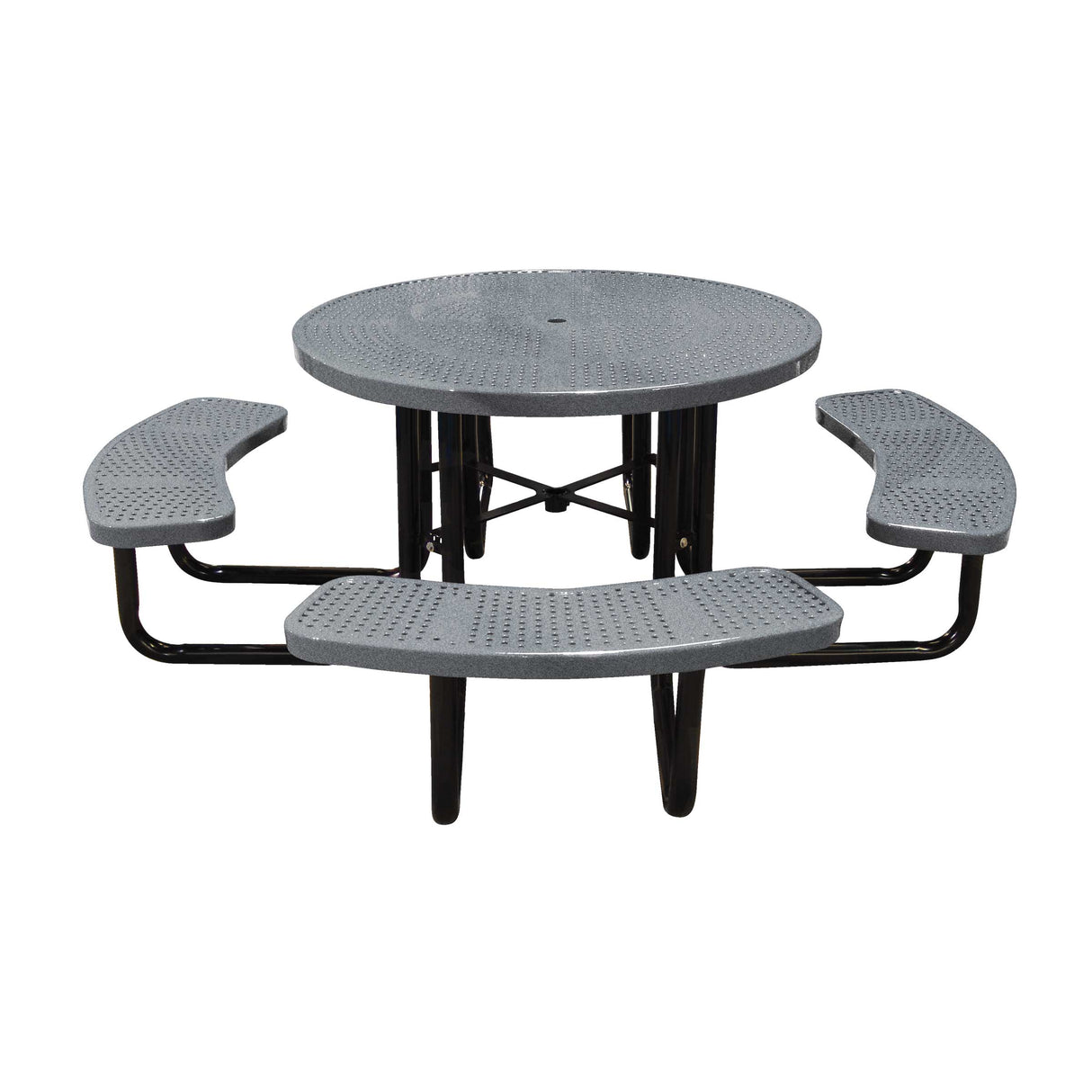 46" portable round table in granite perforated seats and tops