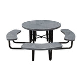 46" portable round table in granite perforated seats and tops