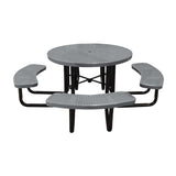 46" portable round table in gray perforated seats and tops