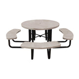 46" portable round table in sandstone perforated seats and tops