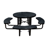 46" surface mount round table in black perforated seats and tops