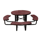 46" surface mount round table in brown perforated seats and tops
