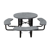 46" surface mount round table in gray perforated seats and tops