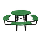 46" surface mount round table in green perforated seats and tops