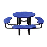 46" surface mount round table in navy perforated seats and tops