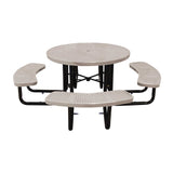 46" surface mount round table in sandstone perforated seats and tops