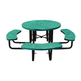 46" surface mount round table in teal perforated seats and tops