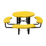 46" surface mount round table in yellow perforated seats and tops