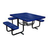 46" x 55" in-ground ADA table with seats in navy perforated metal