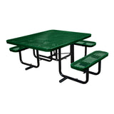 46" x 55" in-ground ADA table with seats in black green expanded metal
