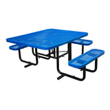 46" x 55" in-ground ADA table with seats in blue expanded metal