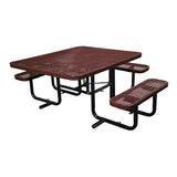 46" x 55" in-ground ADA table with seats in brown expanded metal