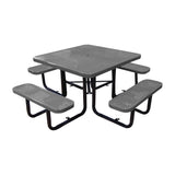 46" in-ground ADA square table in dark gray perforated seats and tops