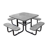 46" in-ground ADA square table in gray perforated seats and tops