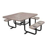 46" x 55" portable ADA table with seats in beige expanded metal