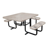 46" x 55" portable ADA table with seats in sandstone expanded metal
